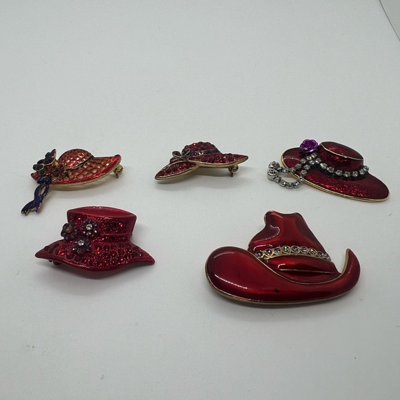 Red hat society vintage brooch bundle